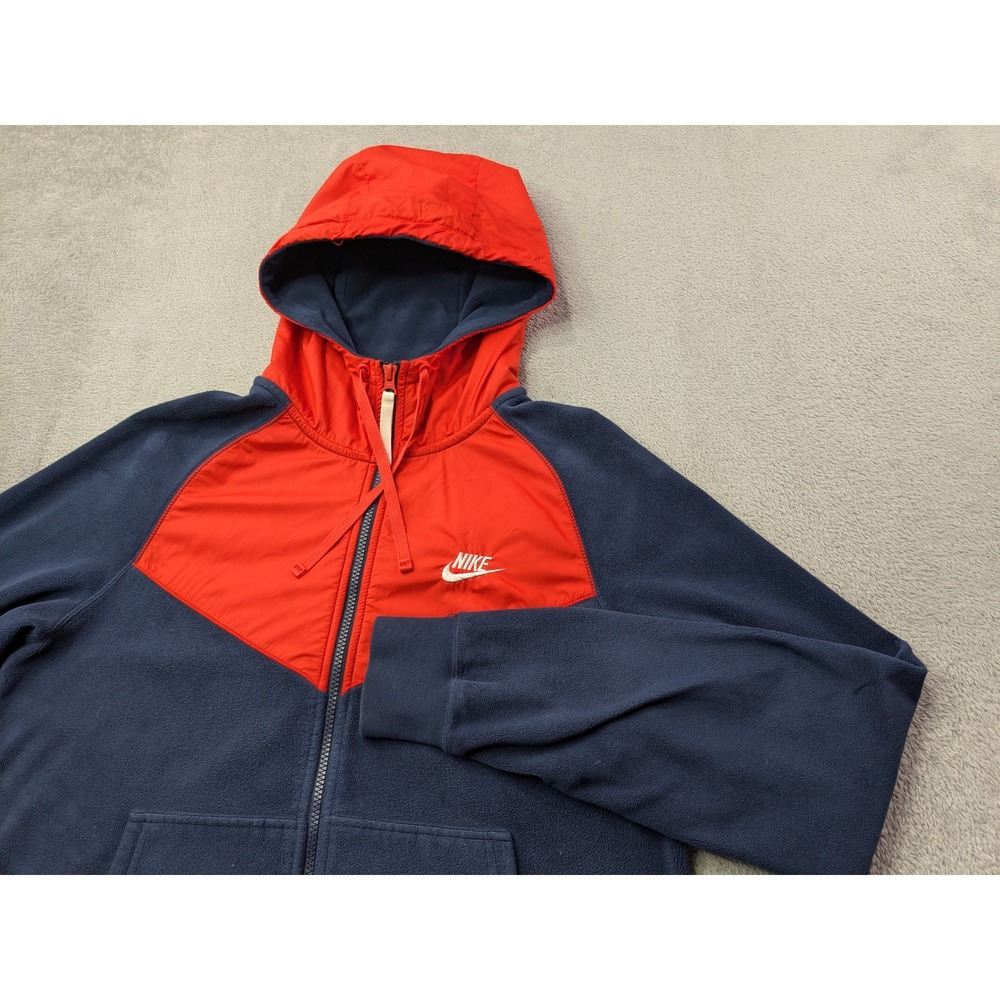 Nike Windrunner Full Zip Hoodie Sweatshirt Red Blue Mens Size‎ M Fleece Casual